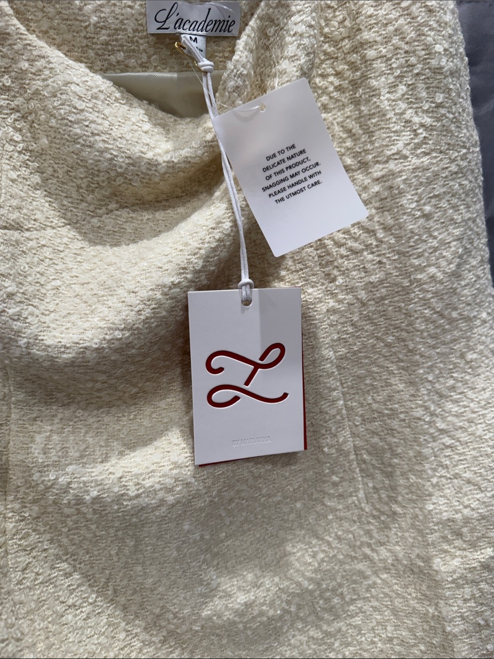 L'Academie Cream Bouclé Square-Neck Mini - Picture 5 of 5